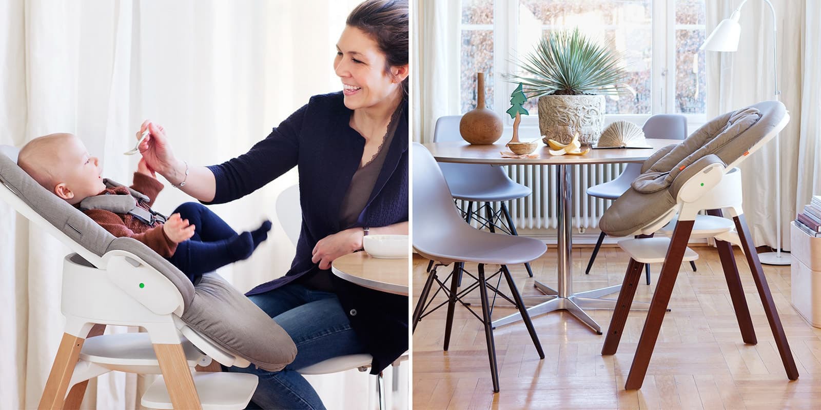 Tripp Trapp&reg; Moss Green with Green Forest Cushion. Detail.